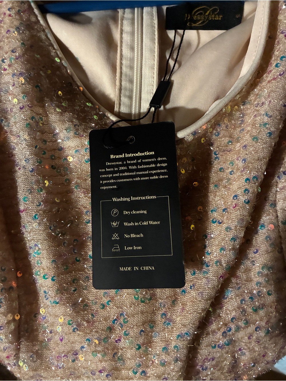 NWT Dressystar Champagne Sequin Bodice Chiffon A-Line Cocktail Dress Small - Picture 6 of 12